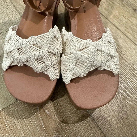 Lucky Brand BrownLeather Crochet Platform Sandal with Ankle Strap Sz 9.5 NWOT - Picture 4 of 12